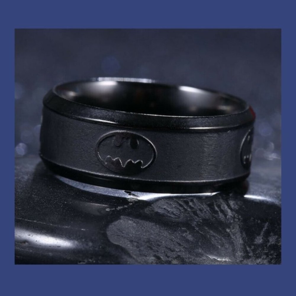 Black Super Hero Stainless Steel 8mm Ring - Picture 3 of 3
